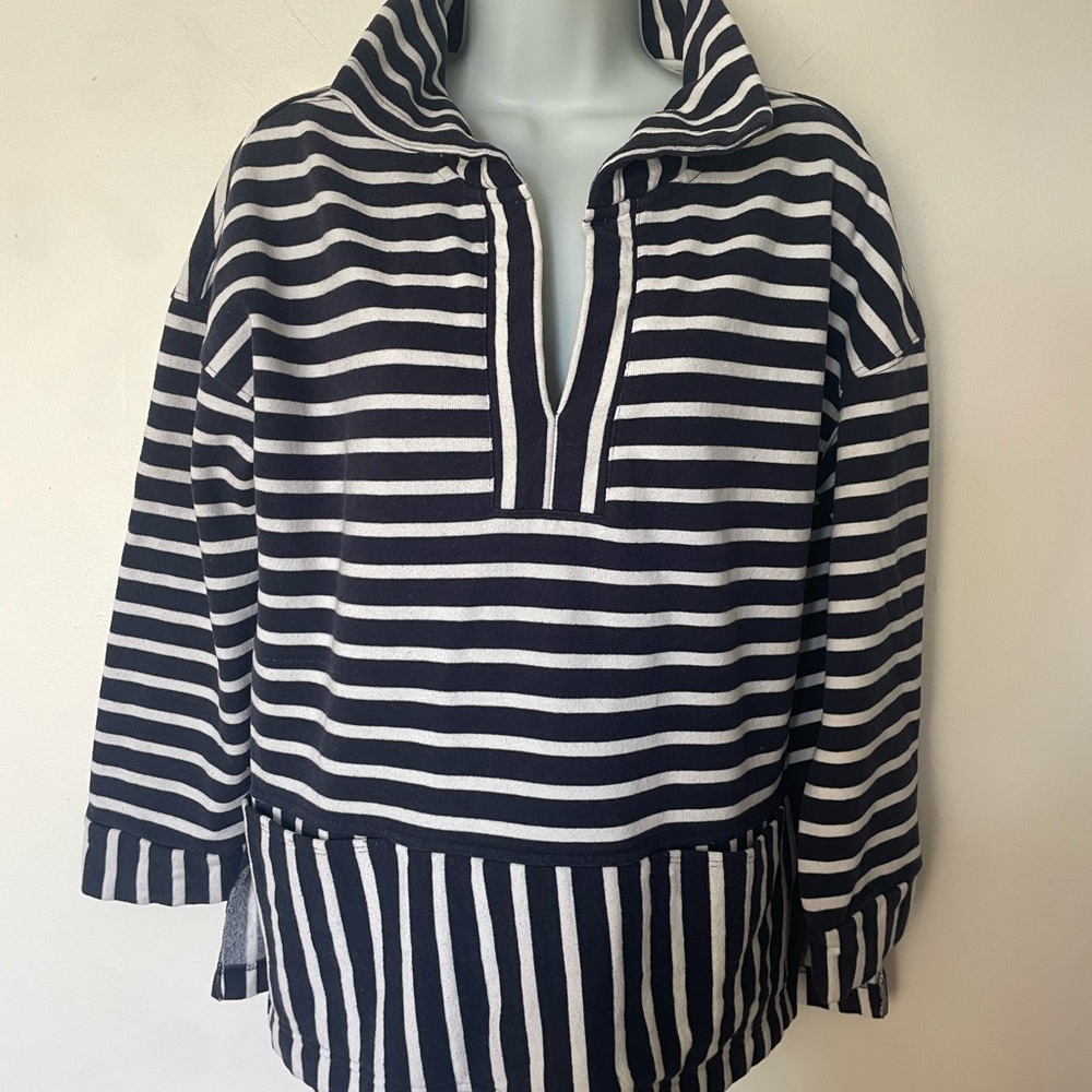 Navy & white striped pullover